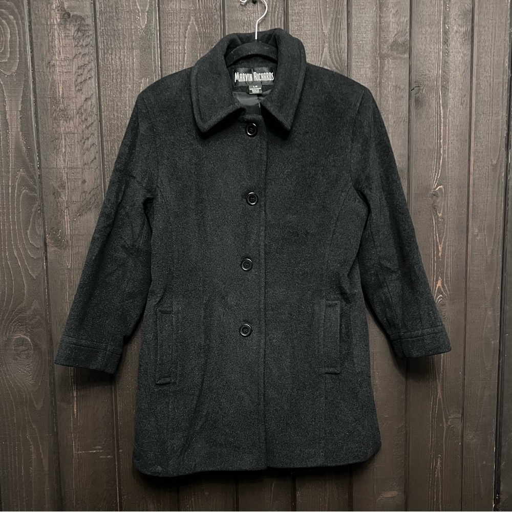 Marvin Richards Womens Dark Gray Wool/Cashmere/Nylon Pea Coat Coat LG EXCELLENT